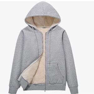 Gray Hooded Jacket with Cream fleece Lining